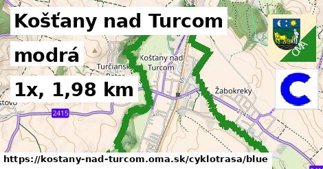 Košťany nad Turcom Cyklotrasy modrá 