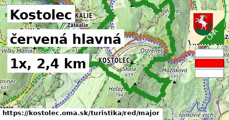 Kostolec Turistické trasy červená hlavná