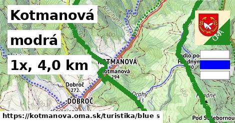 Kotmanová Turistické trasy modrá 