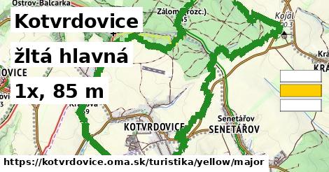 Kotvrdovice Turistické trasy žltá hlavná