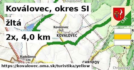 Koválovec, okres SI Turistické trasy žltá 