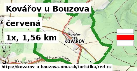 Kovářov u Bouzova Turistické trasy červená 