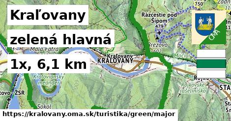 Kraľovany Turistické trasy zelená hlavná