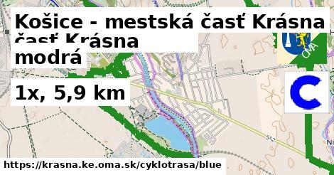 Košice - mestská časť Krásna Cyklotrasy modrá 