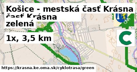 Košice - mestská časť Krásna Cyklotrasy zelená 