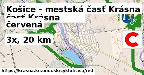 Košice - mestská časť Krásna Cyklotrasy červená 