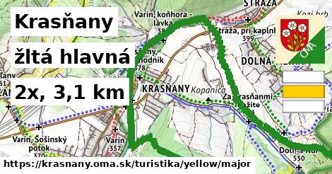 Krasňany Turistické trasy žltá hlavná