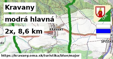 Kravany Turistické trasy modrá hlavná