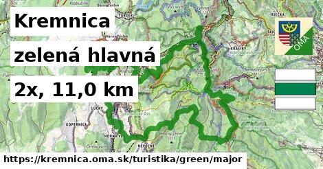 Kremnica Turistické trasy zelená hlavná