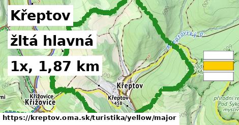 Křeptov Turistické trasy žltá hlavná
