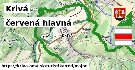 Krivá Turistické trasy červená hlavná