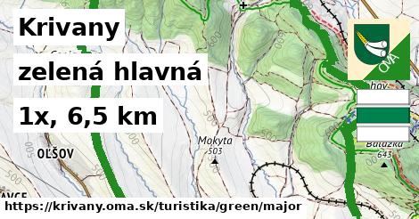 Krivany Turistické trasy zelená hlavná