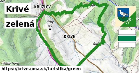 Krivé Turistické trasy zelená 