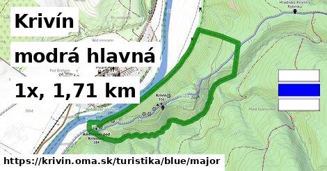 Krivín Turistické trasy modrá hlavná