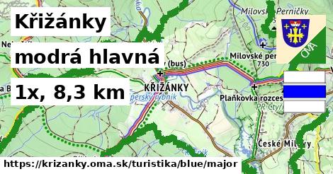 Křižánky Turistické trasy modrá hlavná