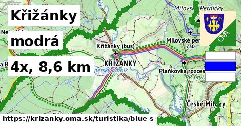 Křižánky Turistické trasy modrá 