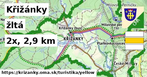 Křižánky Turistické trasy žltá 