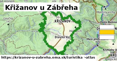 Křižanov u Zábřeha Turistické trasy  
