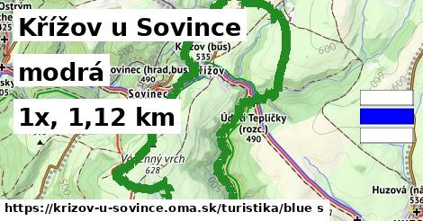 Křížov u Sovince Turistické trasy modrá 