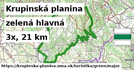Krupinská planina Turistické trasy zelená hlavná