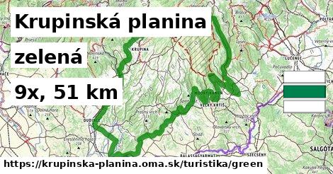 Krupinská planina Turistické trasy zelená 