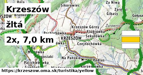 Krzeszów Turistické trasy žltá 