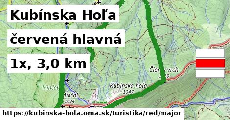 Kubínska Hoľa Turistické trasy červená hlavná