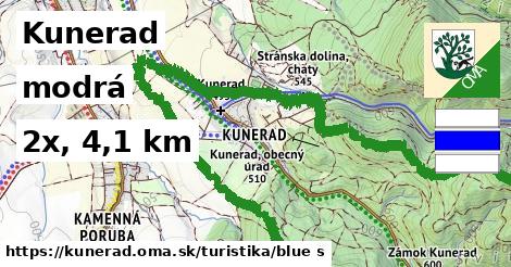 Kunerad Turistické trasy modrá 