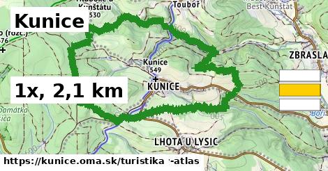 Kunice Turistické trasy  