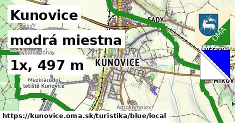 Kunovice Turistické trasy modrá miestna