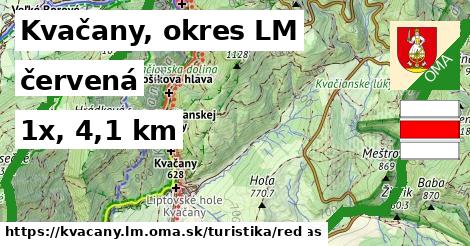 Kvačany, okres LM Turistické trasy červená 