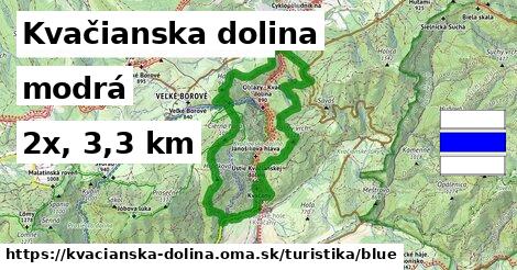 Kvačianska dolina Turistické trasy modrá 