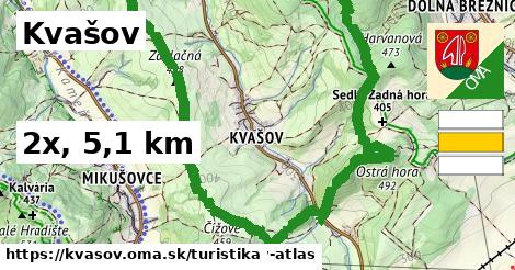 Kvašov Turistické trasy  