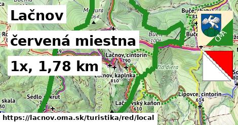 Lačnov Turistické trasy červená miestna