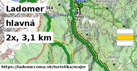 Ladomer Turistické trasy hlavná 