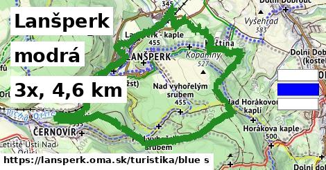 Lanšperk Turistické trasy modrá 