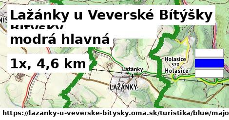 Lažánky u Veverské Bítýšky Turistické trasy modrá hlavná