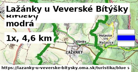 Lažánky u Veverské Bítýšky Turistické trasy modrá 