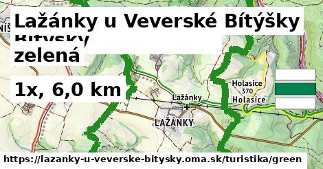 Lažánky u Veverské Bítýšky Turistické trasy zelená 