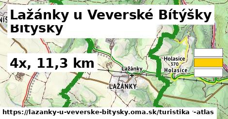 Lažánky u Veverské Bítýšky Turistické trasy  