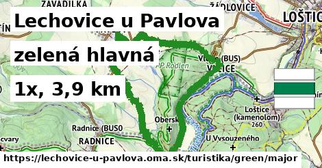 Lechovice u Pavlova Turistické trasy zelená hlavná