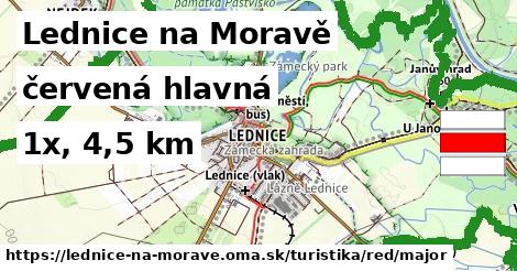 Lednice na Moravě Turistické trasy červená hlavná