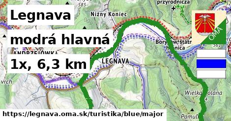 Legnava Turistické trasy modrá hlavná