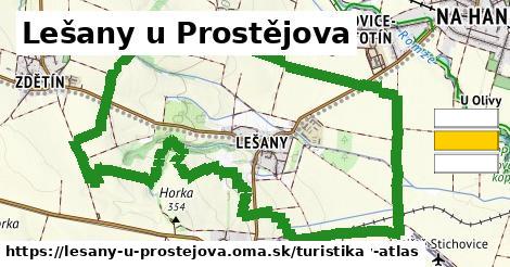 Lešany u Prostějova Turistické trasy  