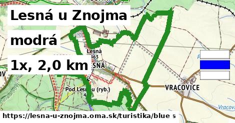 Lesná u Znojma Turistické trasy modrá 