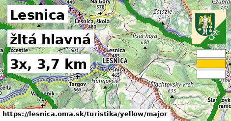 Lesnica Turistické trasy žltá hlavná