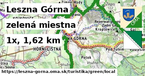 Leszna Górna Turistické trasy zelená miestna
