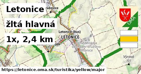 Letonice Turistické trasy žltá hlavná