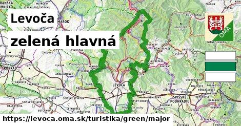 Levoča Turistické trasy zelená hlavná