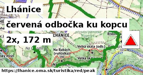 Lhánice Turistické trasy červená odbočka ku kopcu